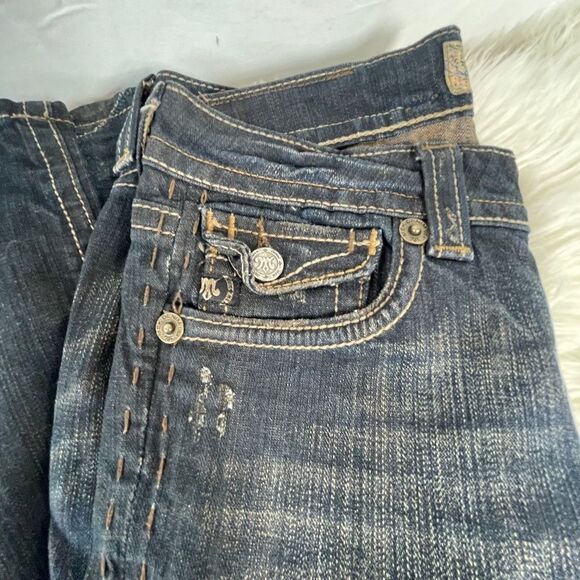 MEK Denim Santiago Distressed Straight Leg Jeans Sz 28 X 34 Long - Picture 3 of 14